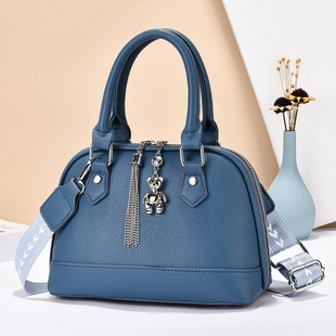 New Style Plaid Stitching Macaron Handbag Simple Atmospheric Cross-border Shoulder Bag Fashionable Large Capacity Crossbody Bag for Women
