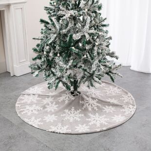 Cross-border New Party Decoration Grey Comfortable Fleece Jacquard Snow Pattern Christmas Tree Skirt with Christmas Stocking