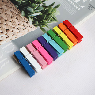 Color wooden clip handmade diy photo wall decorative clip note wooden clip home daily hanger clip wholesale