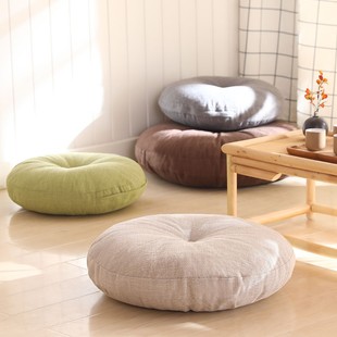 Spring Cotton and Linen Futon Cushion Round Thickened Japanese Tatami Cushion Floor Bedroom Bay Window Sitting Pier Small