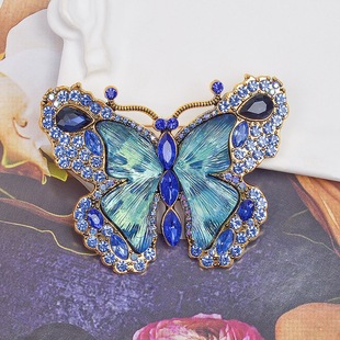 Europe and the United States cross-border hot-selling middle ancient Joker heavy diamond butterfly brooch fashion animal insect ladies accessories