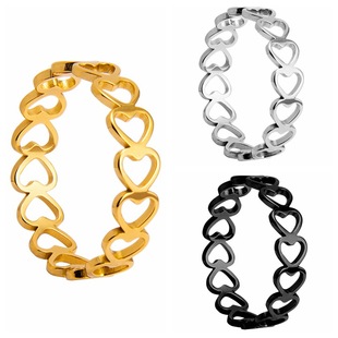2023 European and American INS Net red with hollow small love titanium steel ring ladies gift jewelry supply