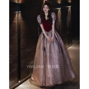 French evening dress for women 2024 New light luxury niche art exam banquet dress host dress toast dress