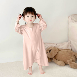 Modal Baby Pajamas Spring and Autumn Summer Home Clothes Thin Baby Jumpsuit Nightgown Air-conditioning Clothes Children's Sleeping Bag