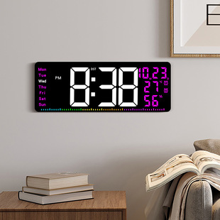 New creative living room wall clock LED electronic clock multi-function color clock 17.3 inch temperature and humidity alarm clock 6661