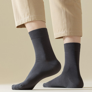 Boneless socks men's autumn and winter mid-calf length men's socks sweat-absorbent stockings Black Business All-match cotton sports mid-calf length socks
