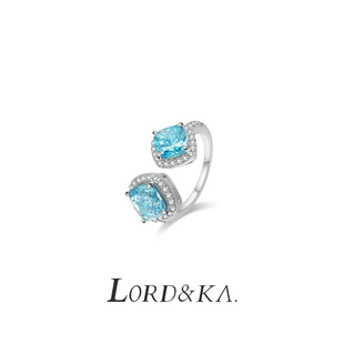 Encircled Aquamarine Sugar Ring Women's High-end 925 Silver Cut Diamond Opening Color Treasure Ring Women's Niche Design