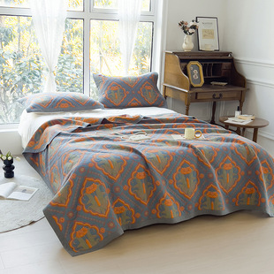 Class A 60 Cotton Spinning Three-layer Blanket Towel Quilt Air-conditioning Quilt Single Leisure Blanket Nap Blanket Ethnic Style 5