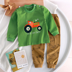 New children's autumn clothes long pants boys bottoming underwear suit cotton girls baby pajamas home clothes wholesale