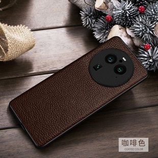 For Huawei P60 Mobile Phone Case Litchi Pattern P60Pro Drop-Resistant Top Layer Cowhide Full Edge Fine Hole Protective Case for Men