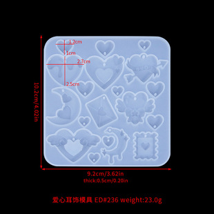 DIY Crystal Drop Glue Love Series Earrings Silicone Mold Valentine's Day Mother's Day Earrings Pendant Earrings Pendant