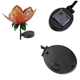 Cross-border e-commerce new LED solar iron hollow lotus type floor lamp courtyard outdoor decorative lighting