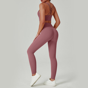 Fashion Professional Fitness suit Sports Top Pants Shockproof Anti-sagging Sexy Cross Beauty Back Yoga suit