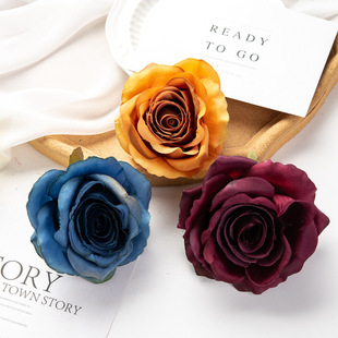 Simulation Rose Flower Head Flower DIY Net Red Flower Wall Style Holiday Gift Box Flower-arranging Wedding Car Wedding Decoration Fake Flower