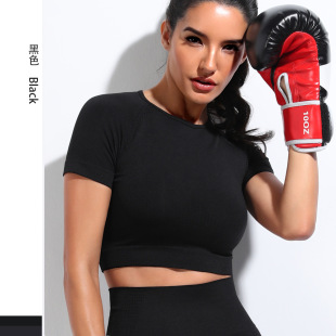 Seamless Summer Running Yoga Suit Slim-fit Short-sleeved Sports Top Running Fitness Suit High Elastic Yoga Short Top Women