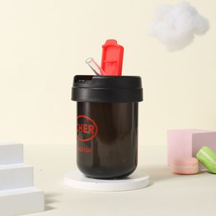 Internet Celebrity Double Drink Ton Cup Simple Style High-looking Space Straw Cup Mini Student Portable Cup Wholesale