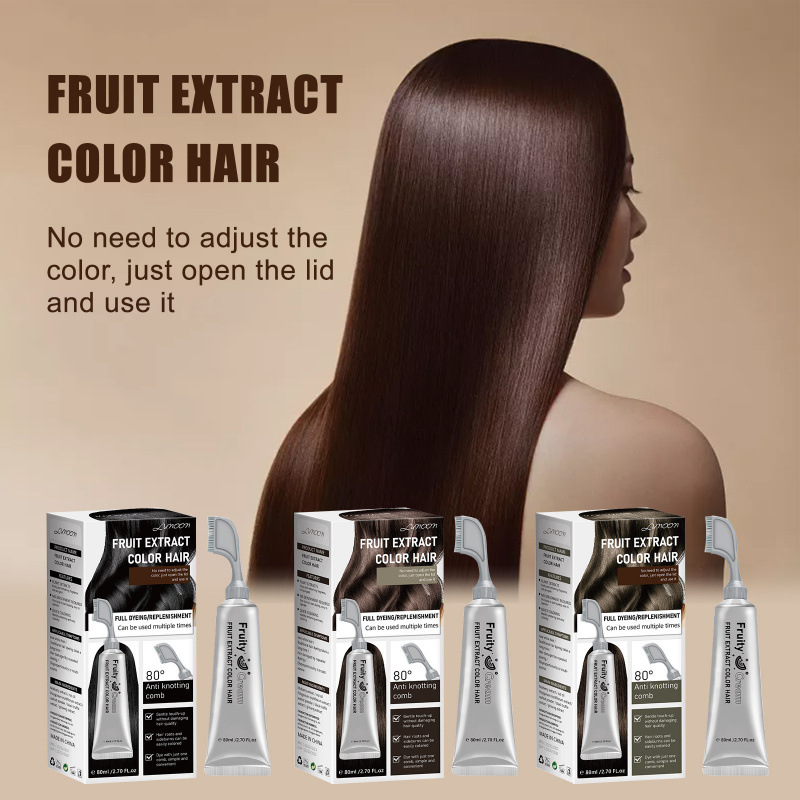 Cross-Border Southeast Asian Fruit Comb Plant Hair Dye One Comb Black Hair Dye Cream Quick Color Hair Dye Comb Hair Dye