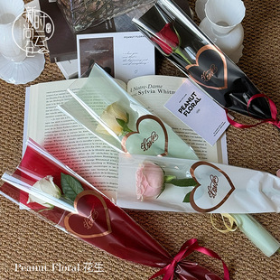 Tanabata flower packaging bag single single single branch multi rose transparent waterproof bouquet bagging floral flower shop flower paper