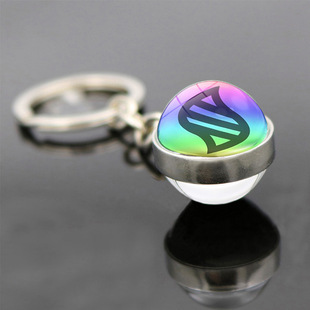 Pokemon Key Chain Pendant Double-Sided Glass Ball Pikachu Pendant Elf Baokemeng Keychain Hanging Jewelry