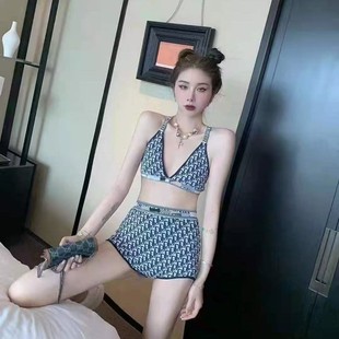 【Qubei】2025 Spring/Summer New European and American Cross-Border Trendy Brand Bikini Sexy Two-Piece Swimsuit Set