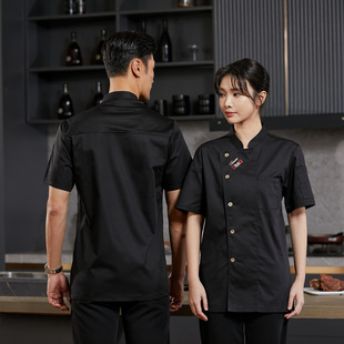 Summer Chef Hotel Canteen Restaurant Catering Wear-resistant Breathable Short-sleeved Chef Clothes Work Clothes Printed Embroidered logo