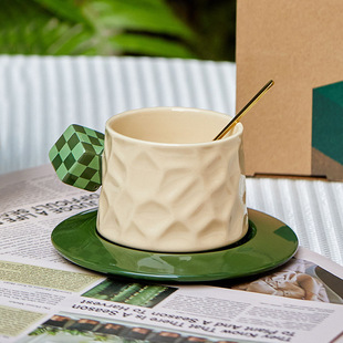 Nordic style ceramic coffee cup saucer suit high color value afternoon tea hand-made coffee cup mug