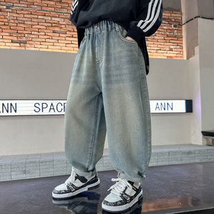 Boys Jeans Spring and Autumn 2025 New Children's Autumn Pants Boys Trendy Cool Fried Street Soft Autumn Small Trousers