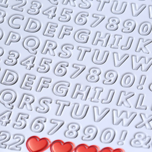 New White Alphabet Sticker Digital Sticker Red Love Three-dimensional Bubble Sticker English Alphabet Sticker Children's Gift Sticker