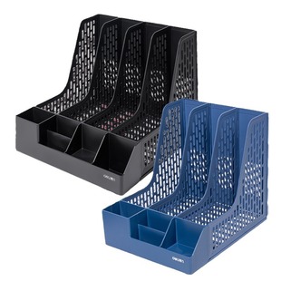 Deli File Rack Triple Quadruple File Bar Storage Bar Plastic Desktop File Box with Pen Holder Office Data Rack