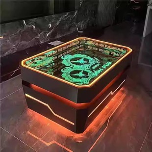 KTV Coffee Table Metal Integrated Light Luxury Club Bar Tempered Glass Stainless Steel Clear Bar Bar Bar Coffee Table