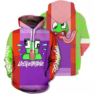 2024 cross-border new colorful 3D digital printing sweater hoodie children's cosplay clothing factory direct sales