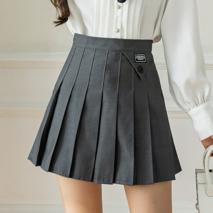 Real Shot Pleated Skirt for Women 2025 Spring and Summer New High-Waisted Slim Preppy Style A-Line Short Skirt Suit Skirt