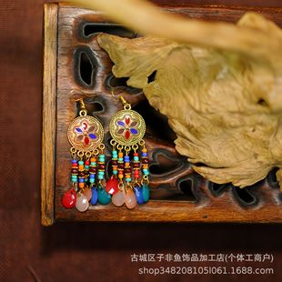 Yunnan Lijiang Ethnic Style Earrings Small Water Drop Yunnan Travel Earrings