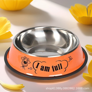 Pet Stainless Steel Cat Bowl Dog Food Basin Color Printed Anti-knock Feeder Anti-slip Anti-fall Pet Bowl Dog Supplies