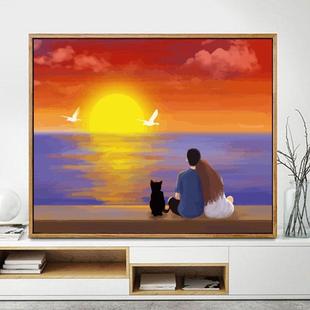 DIY Digital Oil Painting Couple's Cross-border Distribution Distribution Figure Wholesale Handmade Valentine's Day Tanabata Gift Filling