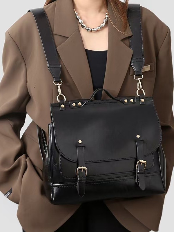 2026 New Style Retro Backpack with Premium Oil-Wax Leather, British College Style Cambridge Backpack
