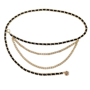 Three-layer waist chain accessories women's letter thin belt with skirt metal European and American chain ins wind small belt wholesale