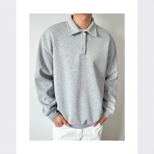 2025 New Heavy Hoodie Men's and Women's Spring and Autumn New Fashion Brand Loose Casual Solid Color Pullover Long Sleeve Polo Shirt