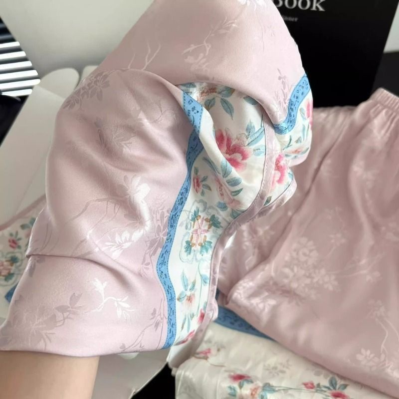 2026 Palace-Style Chinese-Style Pajamas for Women, Spring and Summer, Nine-Quarter Sleeve Printed Loungewear Set, New Chinese-Style Pajamas