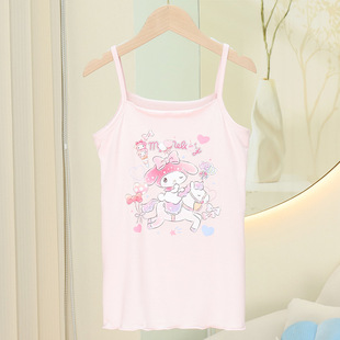 2024 Summer Girls' Nightgown Modal Sling Sleeveless Vests Skirt Thin Pajamas Children's Baby Princess Home