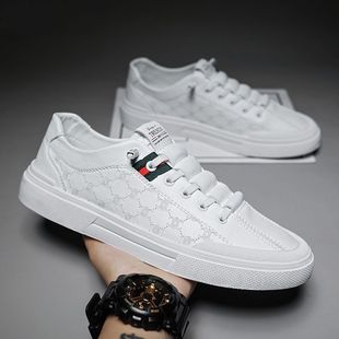 Casual Men's Shoes 2024 Summer Explosions All-match Fashion White Shoes Online Popular Korean Style Fashionable Slip-on Sports Shoes