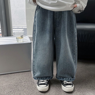 Boys' Spring Children's Wear 2025 New Korean Style Baby Casual Pants Children's Smiling Embroidered Boys' Denim Trendy Trousers