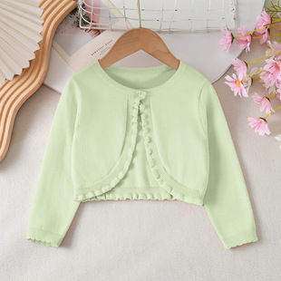 Summer Children's Knitted Knitwear, Thin Sun Protection Clothing, Girls' Outer Shawl, Baby Air-Conditioning Shirt