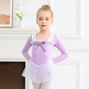 Children's dance clothes women's autumn and winter New rabbit pettiskirt long sleeve short sleeve bow ballet dance clothes practice clothes