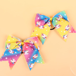 Cross-border Children's Hair Accessories Rib Ribbon Fabric Hairpin Bow Ribbon Fishtail Headwear Unicorn Series Hairpin