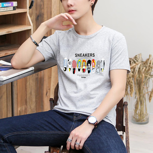 Factory wholesale summer men's short sleeve T-shirt Korean fashion brand men's t round neck T-shirt cross-border youth leisure base shirt