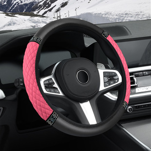 Embroidered three-dimensional diamond-encrusted car leather non-inner steering wheel cover four seasons universal stretch cross-border car gloves