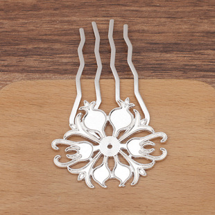 Jewelry accessories retro court headdress imitation point emerald pomegranate flower drop oil alloy hair comb (14475)