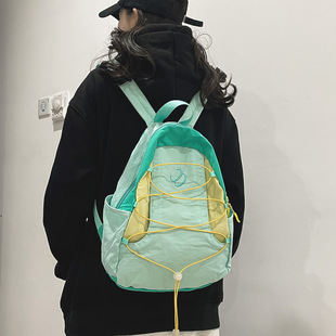Schoolbag female ins Japanese style niche design contrast color versatile sports outdoor travel backpack College student backpack male