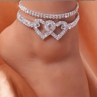 Cross border personality irregular diamond diamond gypsy anklet wholesale golden anklet rhinestone beach chain